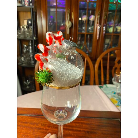 Snowman Head Christmas Ornament 3 inch Clear Ball w foam snow inside & earmuffs - Picture 5 of 15